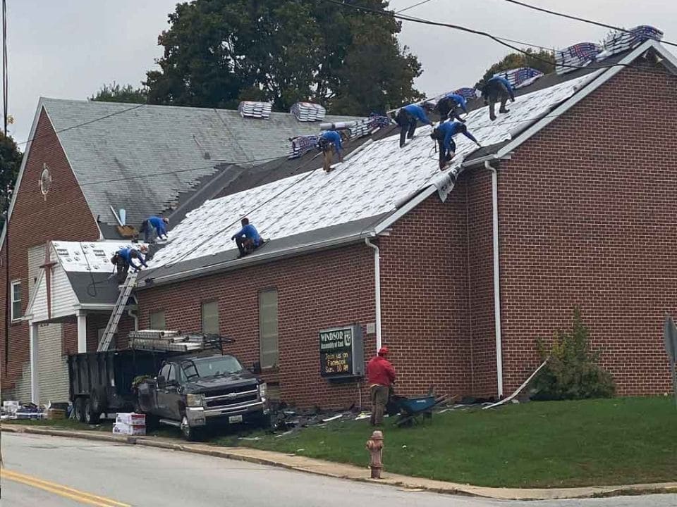 Roof repair work by Grace Family Roofing in York County, PA.