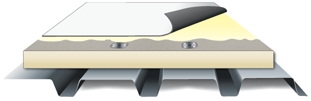 TPO roofing system layer diagram.